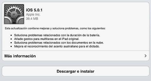 iOS 5.0.1 ya está disponible mediante OTA o iTunes iOS 5.0.1 ya está disponible mediante OTA o iTunes
