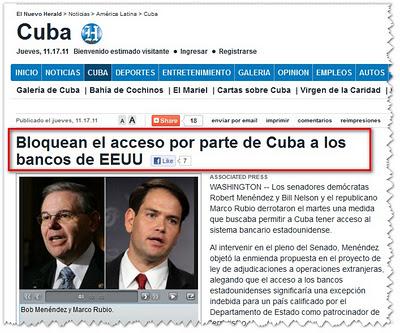 Senadores mafiosos hacen que El Nuevo Herald presente el bloqueo a Cuba