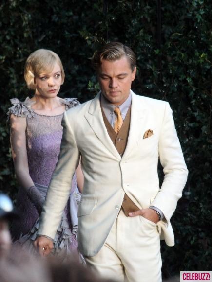 Leonardo DiCaprio, Carey Mulligan y Toby Maguire en el set de El Gran Gatsby