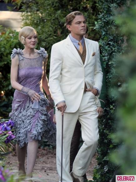 Leonardo DiCaprio, Carey Mulligan y Toby Maguire en el set de El Gran Gatsby