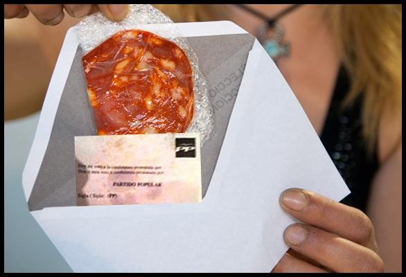 Una mesa electoral gallega da por válida una papeleta con una loncha de chorizo.
