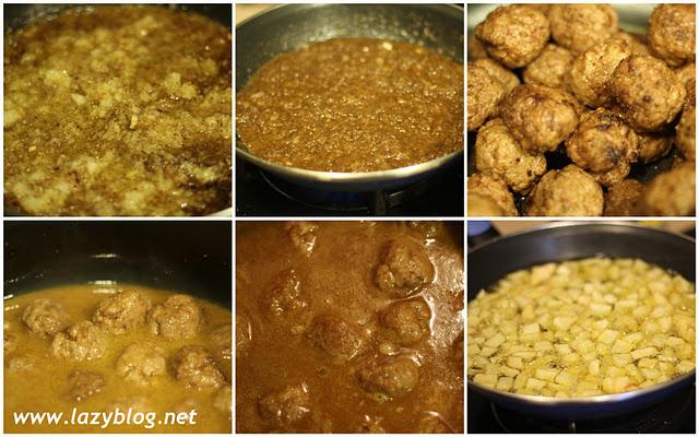 Guiso de albóndigas al curry paso a paso