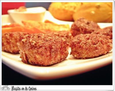 Experiencia All - Bran; Plato principal: Nuggets de Perca con batatas fritas y salsa de yogur Experiencia All - Bran; Plato principal: Nuggets de Perca con batatas fritas y salsa de yogur