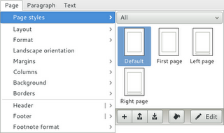Organización del menú de LibreOffice