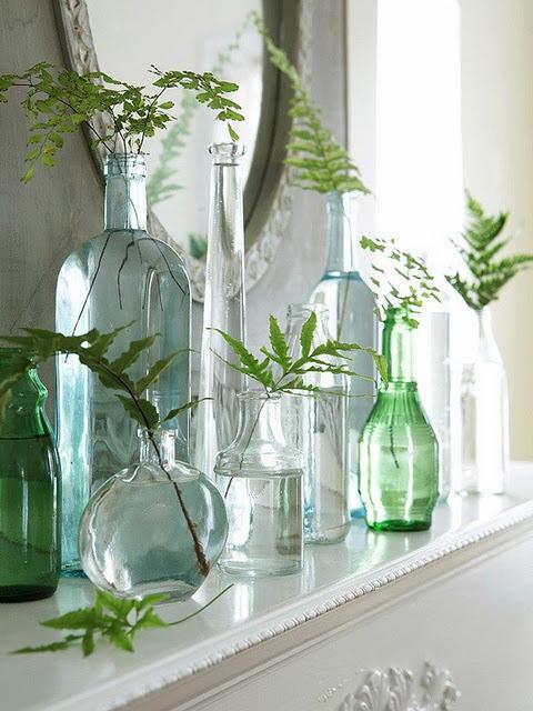 Decorar con botellas y frascos de cristal