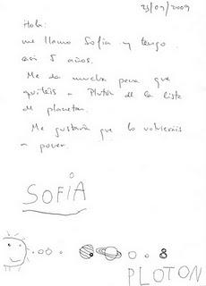 Lamento por Plutón de una niña de 5 años Lamento por Plutón de una niña de 5 años