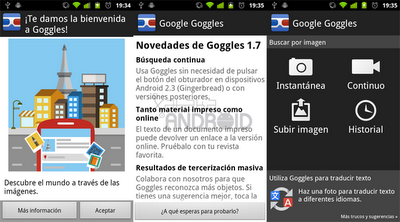 Google Goggles 1.7: en español, con nueva interfaz y búsqueda continua Google Goggles 1.7: en español, con nueva interfaz y búsqueda continua