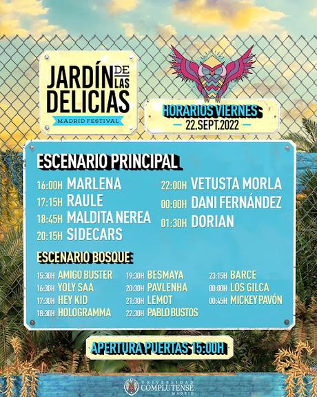 Festival Jardín de las Delicias 2023 horarios Paperblog