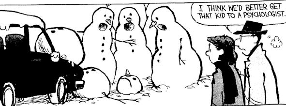 Jugando con la nieve, con Calvin & Hobbes