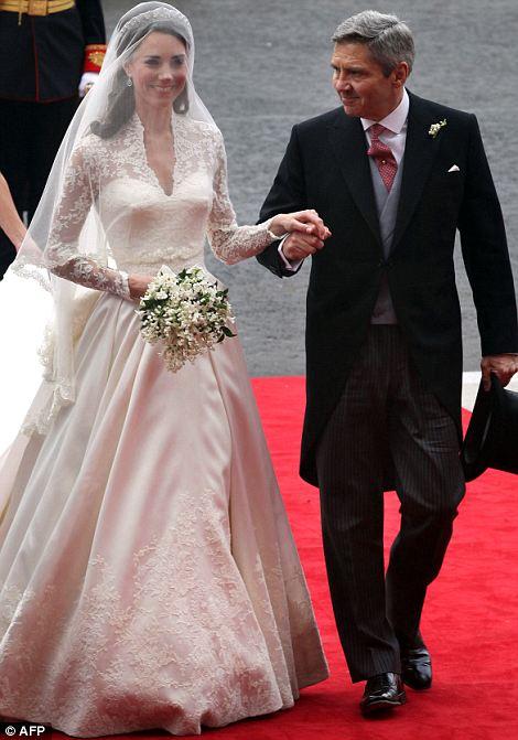 Kate Middleton arrives with her father Michael Middleton at Westminster Abbey, in London for her wedding to Prince William, on April 29