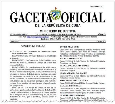 Publicado el listado de personas indultadas en la Gaceta Oficial de la República de Cuba [+ pdf]