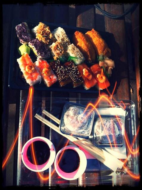 Picnic de sushi en diciembre.
