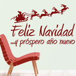 vinilos decorativos con texto feliz navidad y trineo de papanoel