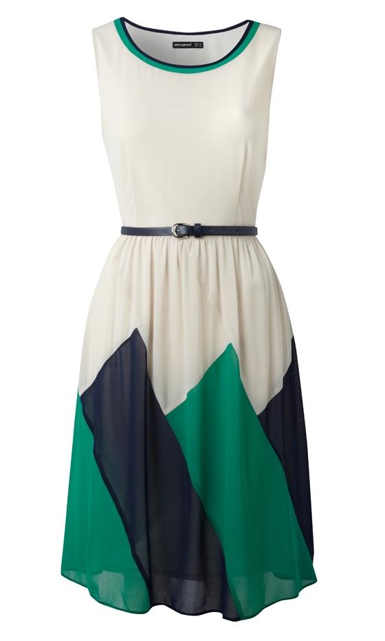 Primark SS12 Green And White Colour Block Dress
