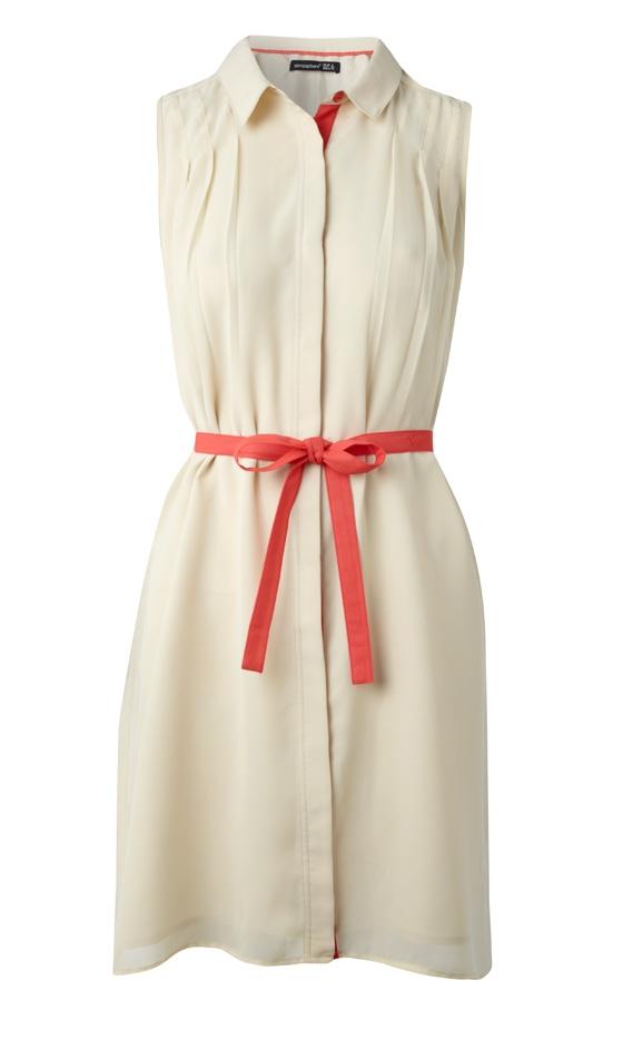 Primark SS12 White Dress With Coral Belt Tie 