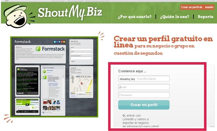 Crea una página básica para tu negocio con ShoutMyBiz