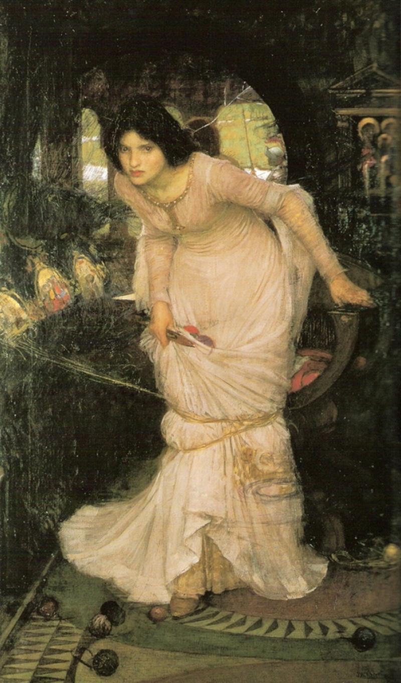la dama de shalott mirando a Lancelot -1894 Heroínas. Los poderes espirituales. Magas.