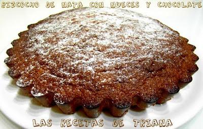 Bizcocho de nata con nueces y chocolate para Triana Bizcocho de nata con nueces y chocolate para Triana