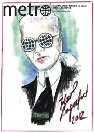 Karl Lagerfeld dibuja su autoretrato para la portada de la revista Metro
