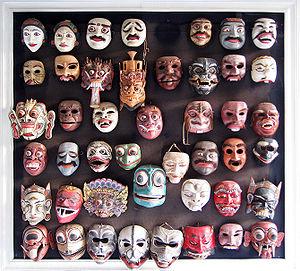 English: Various Balinese Topeng (dance masks)...