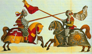 A later print of a 15th century joust