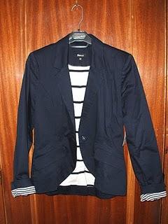 Navy blazer, denim & Miu Miu clon