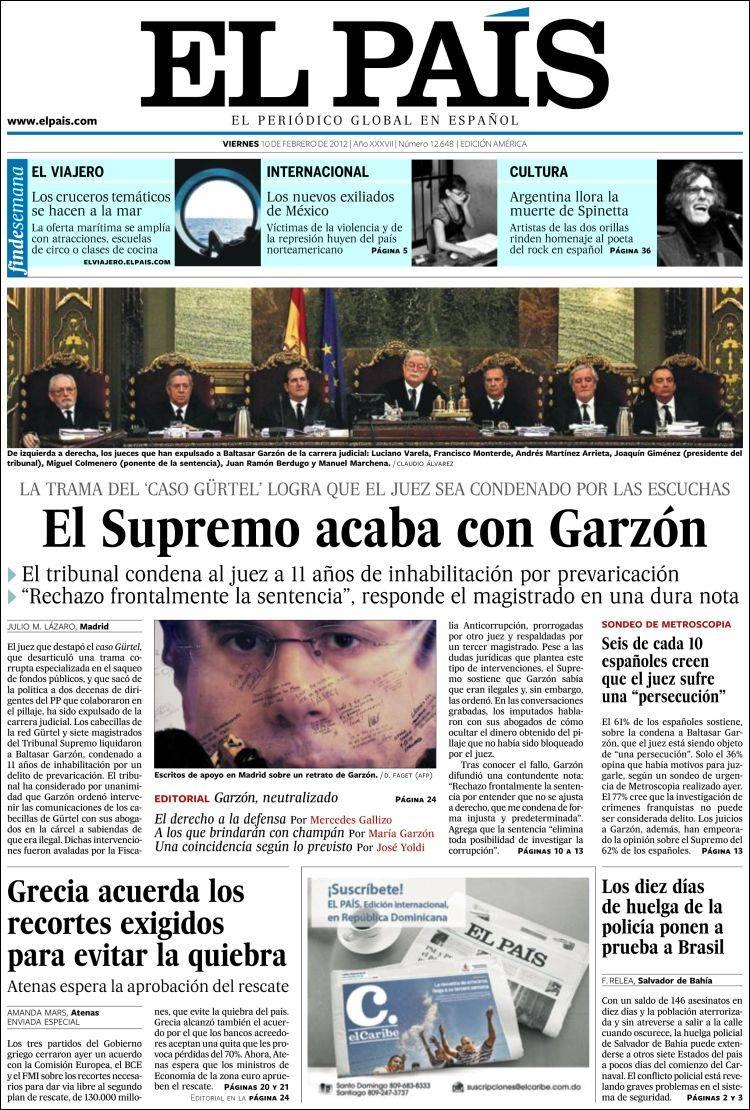 GARZON ya no es juez; ha sido expulsado y condenado por prevaricación GARZON ya no es juez; ha sido expulsado y condenado por prevaricación