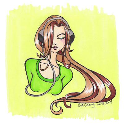 Headphones girl sketch