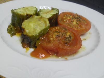 Pimientos verdes rellenos de tortilla de patata