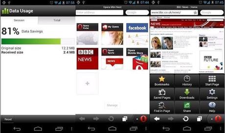 Opera mini Next, un navegador simple y veloz