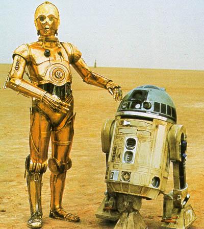 C3PO y R2-D2 en una imagen promocional de La Guerra de las Galaxias