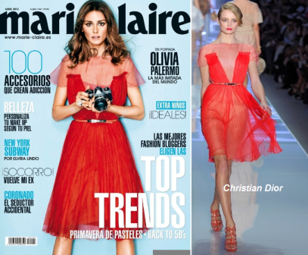 Olivia Palermo, espléndida de Dior, en portada de Marie Claire, Abril 2012