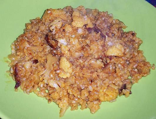 Paella de coliflor a la naranja