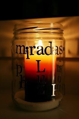 Tarro para las velas decorado con letras