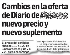 El precio del periódico