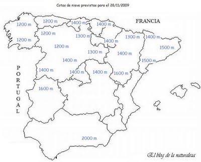 Cotas de nieve previstas para los próximos días