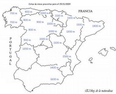 Cotas de nieve previstas para los próximos días