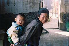 Grandma and grandson in a northern China village
