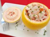 Pomelos rellenos gambas