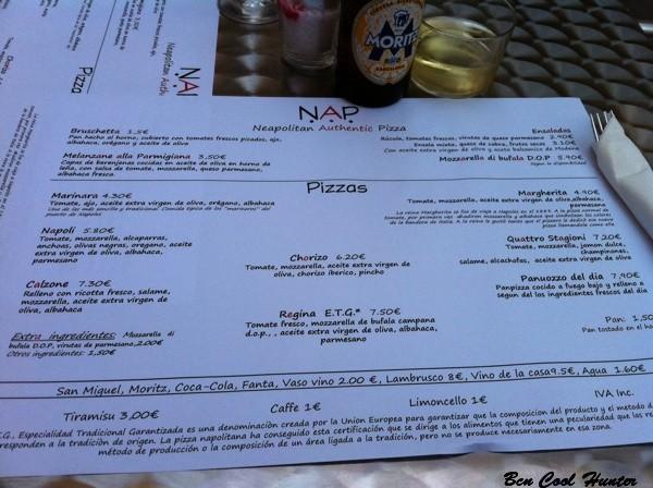 nap carta menu pizzas