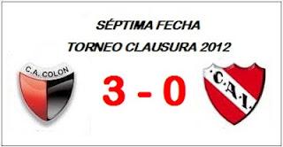Colón:3 -  Independiente:0  (Fecha 7°)