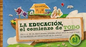 Abierto el periodo de admisión en las Escuelas Infantiles para niños y niñas de 0 a 3 añ os, del 1 al 30 de Abril