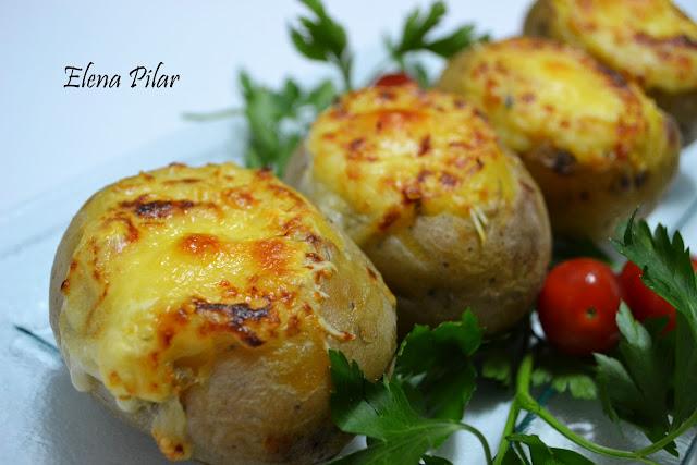 Patatas gratinadas rellenas de Pechuga de Pavo