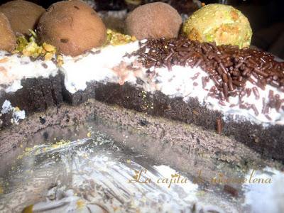 Tarta de pistachos y chocolate