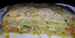 Lasanga integral de pollo y verduras. Lasanga integral de pollo y verduras