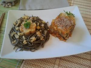 Verduras salteadas con espaguetis de espelta y lenteja roja, alga arame, gomasio y vinagre umeboshi. Verduras salteadas con espaguetis de espelta y lenteja roja, alga arame, gomasio y vinagre umeboshi.