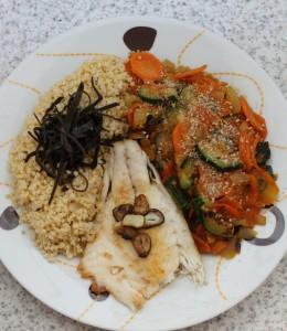 Mijo con verduras y pescado de Inma (Madrid). Mijo con verduras y pescado de Inma (Madrid).