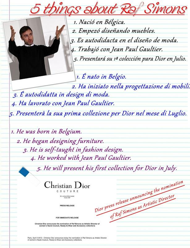 5 things about Raf Simons