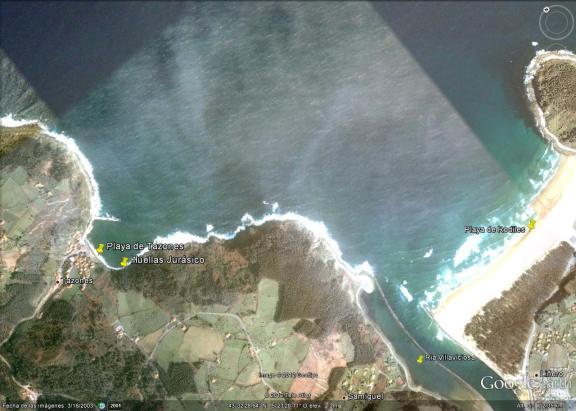 Mapa playa Tazones en Villaviciosa