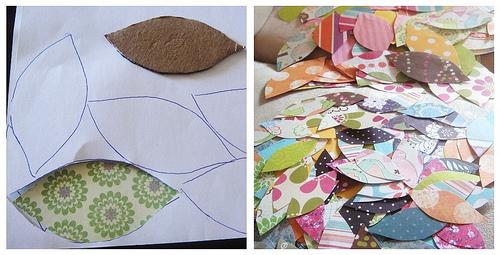 Diy: florero de hojas de papeles de colores. Scrap